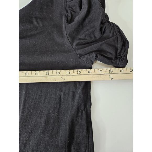 Alc 100% Cotton Kati Black Tee Top Blouse Puff Shoulders Women's XS - Picture 6 of 6